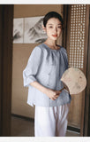 Jade Linen Vintage Cheongsam Top