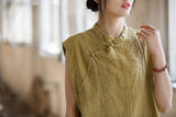 Zenaida Tie-Dye Ramie Cheongsam Top
