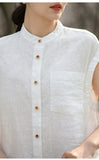 Verse Linen Pure White Cheongsam Shirt
