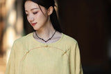 Priscilla Linen Caramel Vintage Cheongsam Top