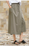 Sage Cotton High-Waist Skirt Cheongsam Pants