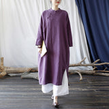 Elegance Cotton-Linen Vintage Cheongsam Dress