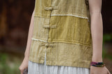 Patrician Linen Ramie Spliced Tie-Dye Tank Cheongsam Top