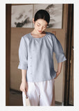 Jade Linen Vintage Cheongsam Top