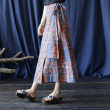 Floral Cotton-Linen Cheongsam Skirt