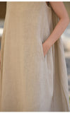 Thora Linen Cotton A-Line Cheongsam Dress