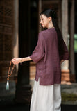 Bryony Linen Frog-Button Cheongsam Top