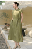 Zara Natural Linen Cheongsam Dress