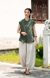 Georgiana Linen Mandarins Collar Cheongsam Top