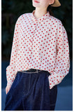 Crescendo Red Polka Dot Cotton Cheongsam Shirt