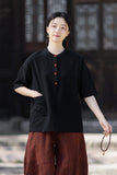 Pearl Linen Color Loose Cheongsam Top