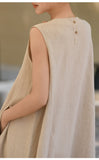 Thora Linen Cotton A-Line Cheongsam Dress