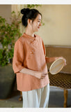 Prosperity Ramie Embroidered Cheongsam Top