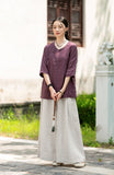 Bryony Linen Frog-Button Cheongsam Top