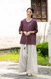 Bryony Linen Frog-Button Cheongsam Top