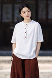 Pearl Linen Color Loose Cheongsam Top