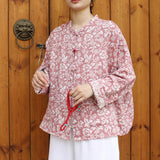 Fern Jacquard Floral Cotton-Linen Cheongsam Top