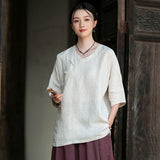 Bryony Linen Frog-Button Cheongsam Top