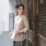 Nova Linen Embroidered Cheongsam Top