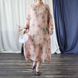 Petra Peach Cotton-Linen Cheongsam Dress