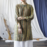 Dominique Striped Cotton Cheongsam Top