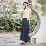 Xanthe Wide-Leg Tencel Linen Cheongsam Pants