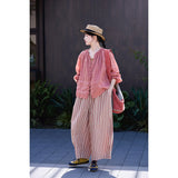 Ursula Tricolor Stripe Cotton Cheongsam Pants