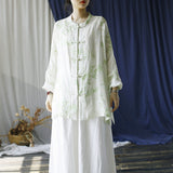 Peach Ramie Floral Cheongsam Top