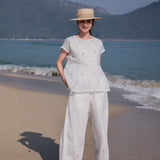 Nova Lace Embroidered Ramie Cheongsam Shirt