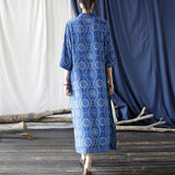 Yuna Cotton-Linen Digital Print Cheongsam Dress