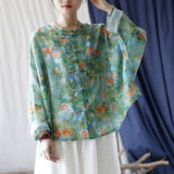 Sunrise Ramie Floral Cheongsam Top