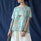 Grace Green Floral Ramie Cheongsam Top