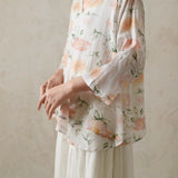 Seraphina Pink Floral Ramie Cheongsam Shirt