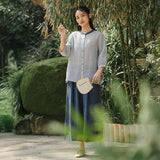 Pearl Cloud Gray Tencel Ramie Cheongsam Top
