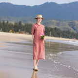 Josephina Crabapple Red Jacquard Cheongsam Dress
