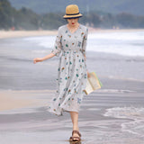 Altair Floral Embroidered Linen Cheongsam Dress