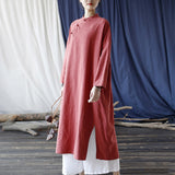 Elegance Cotton-Linen Vintage Cheongsam Dress