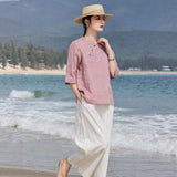 Imogen Lotus Pink Ramie Cheongsam Top