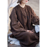 Kaia Linen Smoky Tea Brown Cheongsam Top