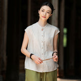 Georgiana Linen Mandarins Collar Cheongsam Top
