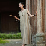 Willa Cotton-Linen Dirty Dye Cheongsam Dress