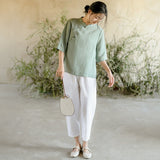 Prosperity Ramie Embroidered Cheongsam Top