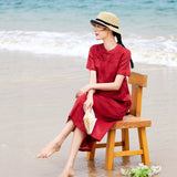 Isolde Red Embroidered Cheongsam Dress