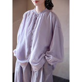 Quintessa Silk Purple Mist Cheongsam Shirt