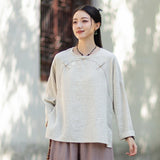 Priscilla Linen Caramel Vintage Cheongsam Top
