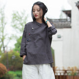 Jessamine Cotton-Linen Vintage Cheongsam Top
