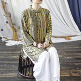 Dominique Striped Cotton Cheongsam Top
