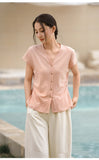 Kassandra Linen Blend Cardigan Cheongsam Top