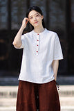 Pearl Linen Color Loose Cheongsam Top