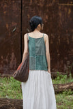 Patrician Linen Ramie Spliced Tie-Dye Tank Cheongsam Top